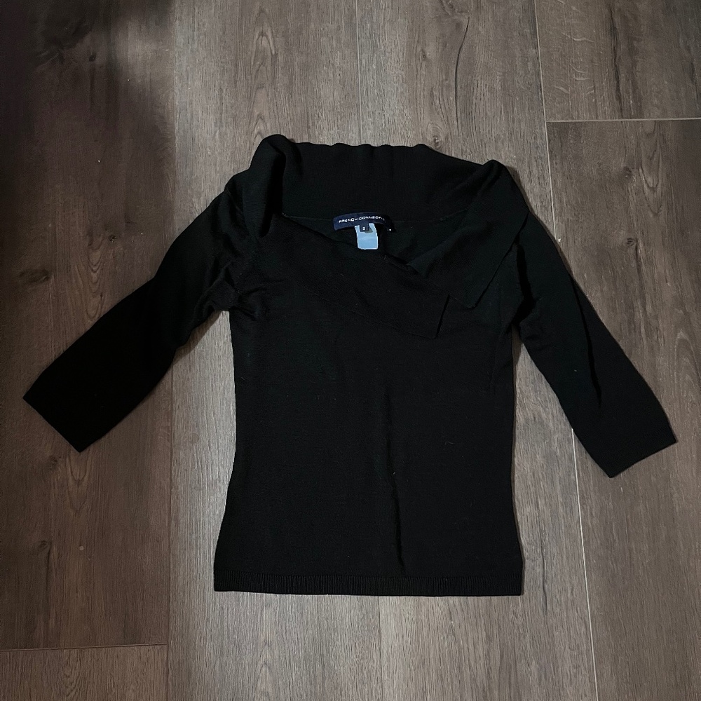 French Connection Black Off the Shoulder Sweater Size S